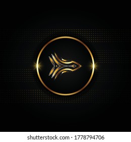 ilustration graphic vector of luxury fish logo in gold and dark black color. free vector
