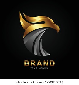 ilustration graphic vector of luxury gold and silver eagle head logo suitable for security company free vector
