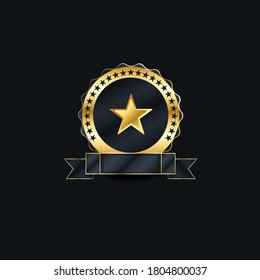 ilustration graphic vector of luxury shield star in golden color schemes.free vector