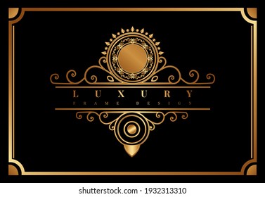 Ilustration graphic vector of luxury vintage frame design in gold and black for digital printing company free vector