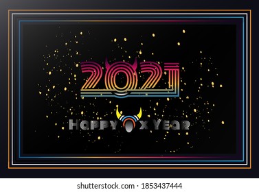 ilustration graphic vector of new year  banner in ox  year monoline style and colorful gradient free vector