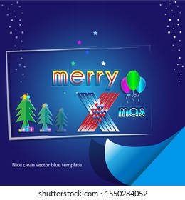 ilustration graphic vector of nice and clean xmast  blue tempale free vector 