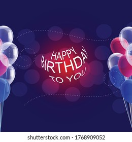 ilustration graphic vector of simple birthday banner with colorful ballon.free vector