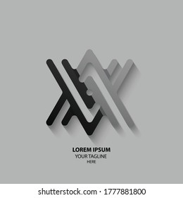ilustration graphic vector of simple monoline free vector A and V logo in black and silver color free vector 