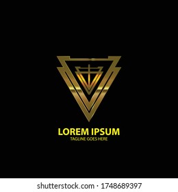 ilustration graphic vector of V logo in gold color and abstract look free vector 