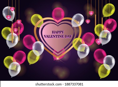 Ilustration graphic vector of valentine banner with colorful ballons free vector