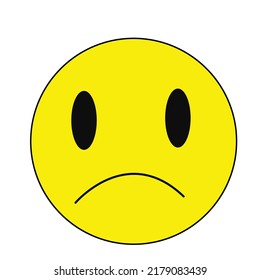 Ilustration graphics of emoticon symbol sad no happy perfect for design label or sticker or design tshirt and logobatch emblem
