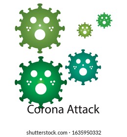 Ilustration green Corona virus attack on white background . Vector EPS10.