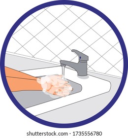 Ilustration handwashing. Hygiene prevention epidemic covid