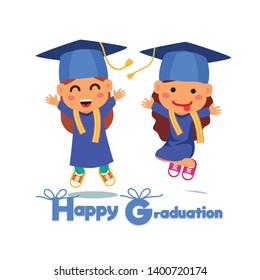 Ilustration Happy Graduation Kinder Graduate