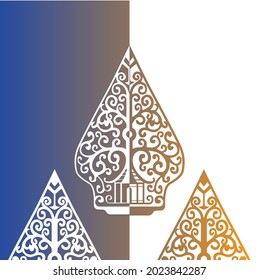 Ilustration of Indonesian culture Wayang Gunung golden-blue color vector