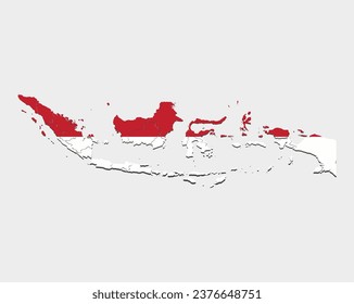 Illustration eines indonesischen Kartenvektors
mit der farbigen Flagge von indoneisa
