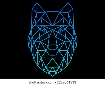 línea de ilustración del estilo poligonal del lobo de cabeza