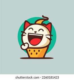 Ilustration logo cat, kids, funny