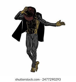 Ilustration of man , dancer, jazz style , logo or icon