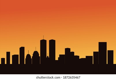 Ilustration of many building in the city when sunset