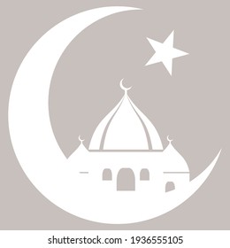 ilustration of moon, mosque and star icon. suitable for the celebration of the month of the islamic month or that smells of islamic religion