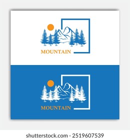 ilustration mountains landscape vector logo for t-shirt, sticker, and emblem