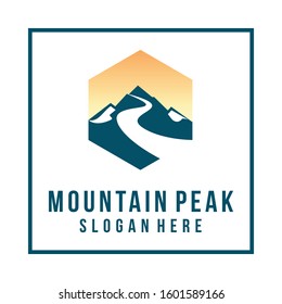 Ilustration of Mountains with river logo vector template