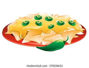 Ilustración de nachos con jalapeños