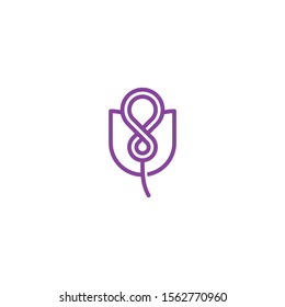 ilustration number Flower bud symbol. Abstract linear tulip icon. Beauty, spa salon, cosmetics or boutique logo.