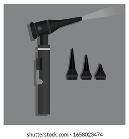 ilustration of an Otoscopy, medical equipment for inner-ear  examination .