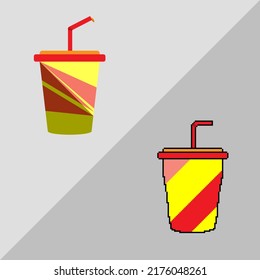 ilustration and pixel art style drink vector