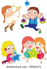 ilustration of playing kids on white