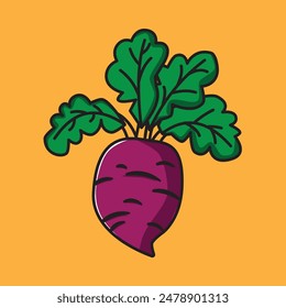 Ilustration purple sweet potato with simple color, suitable for t-shirt, icon or sticker