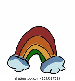 Ilustration rainbow a multicolored arc in the sky that appears when sunlight passes through water droplets and separates into its different color 