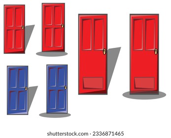 ilustration of  red and blue door 