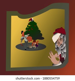 La ilustración de compartir regalos de santa es divertido, perfecto para el diseño web, etc.