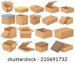 Ilustration of a set of different cardboard boxes