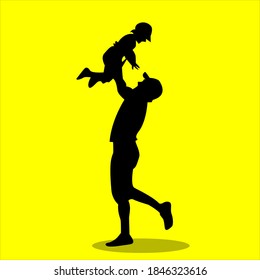 Ilustration Silhouette of happy fathers day  