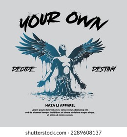 ilustration t shirt design with text deside your own destiny