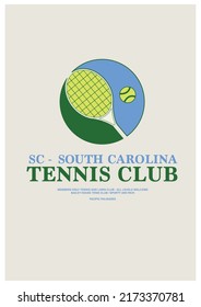 ilustration tennis retro 90's. graphic sport resort