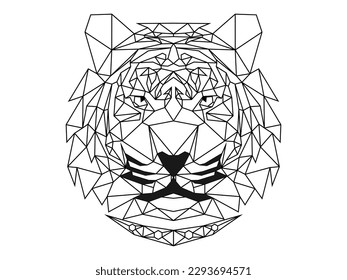 ilustration of tiger image line lowpoly