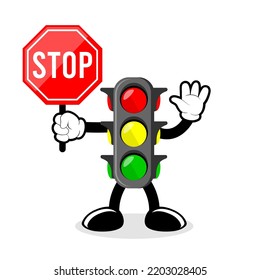 Ilustration Traffic Light Cartoon Traffic Sign Stock Vector (Royalty ...