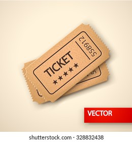 ilustration of two lying tickets on bright background 