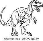 ilustration Tyrannosaurus Rex dinosaur or abbreviated as T-Rex, this animal is the largest land carnivore in history. The black and white image design is good for children