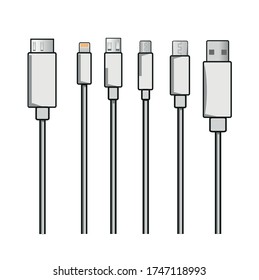 ilustration USB, all type USB, simple vector USB