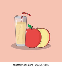 Ilustration Vector of Apple and Juice Apple