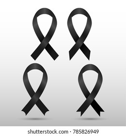 Ilustration vector of Black ribbon set mourning sign eps10