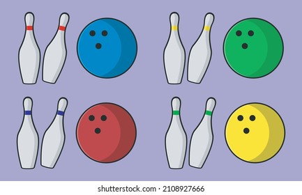 Ilustration Vector of Bowling. Bawling Ball and Pin.