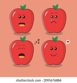 Ilustration Vector Cartoon of Apple Fruit