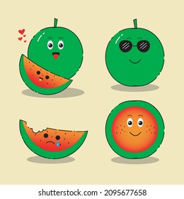 Ilustration Vector Character of Watermelon