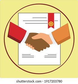 Ilustration vector Concept of business agreement, partnership, cooperation. Businessmen shaking hands. Successful investment plan.