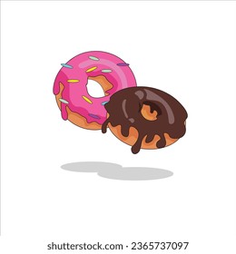 Ilustration Vector of donuts. Donut vector set isolated on a white background. Donut collection. food ilustration simple donut vector colorfull. Vector illustration of sweet donut with melted cream. 