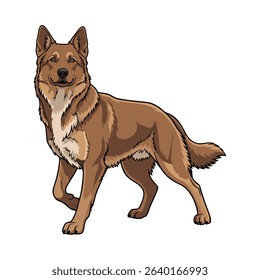 Ilustration vector german shepherd dog isolated on white