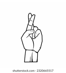 Ilustración del símbolo de buena suerte de la mano del gesto vector. 